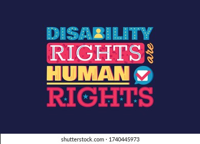 Protect Rights of Disable People Banner. Human Equality Concept. Vector Illustration of Disability Discrimination Lettering for Social Events or Typography