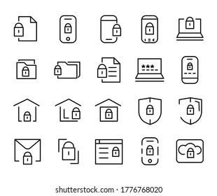 Protect and Security Set of Outline Vector Icon