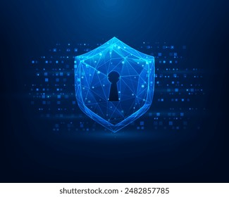 protect security shield technology background. internet safety antivirus low poly wireframe. vector illustration fantastic hi-tech design. 