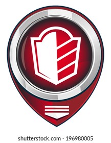Protect, security sign, red map pointer