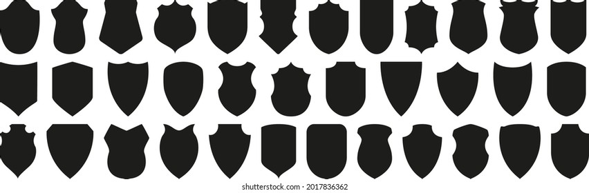 Protect shield icon symbols black silhouette vector set illustration