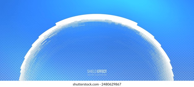 Protect shield light effect. Bubble shield in abstract line style. Element for circular shield with digital and futuristic appearance, tech-related projects, security concepts