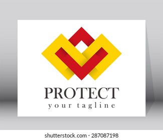 Protect shield ribbon logo element symbol shape icon vector design abstract for business identity