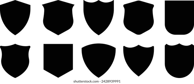 Protect shield security line icons. Badge quality symbol vector illustration