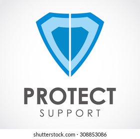 Protect shield support technology abstract vector logo design template digital future company icon business identity symbol concept