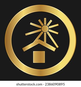 Protect from the sun Simple gold icon on product packaging and box