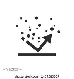 proteger la superficie del icono de arena, polvo de prueba, propiedad resistente, símbolo plano - ilustración vectorial