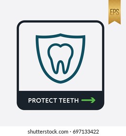 Protect Teeth Icon. Medicine Symbol Flat Vector