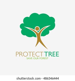 Protect Tree logo design template. vector illustration