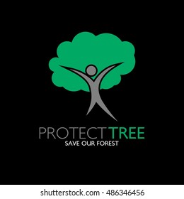 Protect Tree logo design template. vector illustration