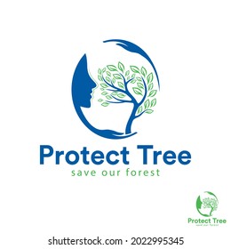 Protect Tree, save our forest logo, Vector illustration