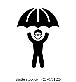 Protect, umbrella icon. Black vector graphics.