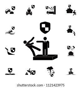protect under a shield icon. Detailed set of insurance icons. Premium quality graphic design sign. One of the collection icons for websites, web design, mobile app on white background