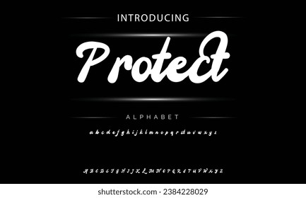 Protect Vintage decorative font  with label design and background pattern