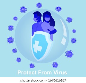  protect from virus. protect from covid-19 virus or corona virus concept. vector illustration