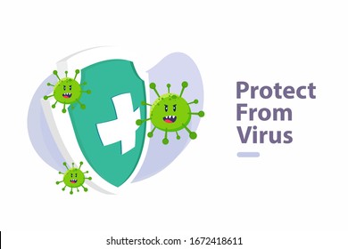 Protect from virus. protect from covid-19 virus or coronavirus concept. fight the virus. defend from virus. avoiding corona viruses - Vector illustration 
