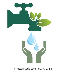 protect water tap with leaves vector