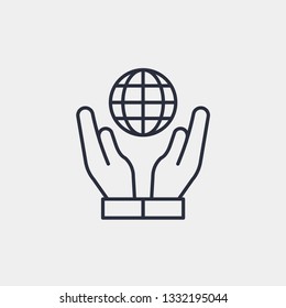 Protect World Icon. Hand Globe Modern Simple Outline Vector Icon