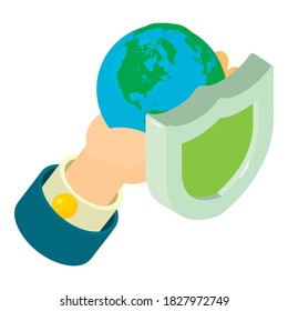Protect world icon. Isometric illustration of protect world vector icon for web
