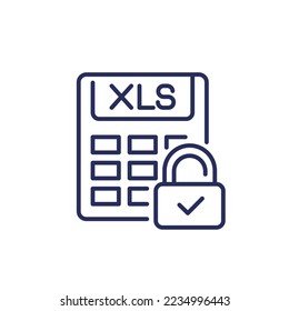 protect xls document line icon