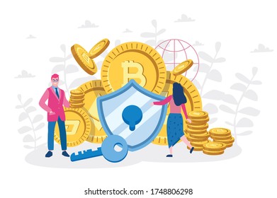 Protect your  crypto currency, Vector illustration for web banner, infographics, mobile. 