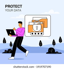 Protect your data from hackers illustration concept vector