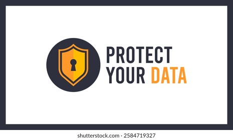 Protect your data. Shield and keyhole security symbol. Concept design keep data safe from cybercrime, phishing