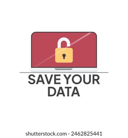 Protect your data in web, data protection, Vector illustration.for web banner, infographics, mobile website. Landing page template.protect your data from digital phishing and scam crimes.