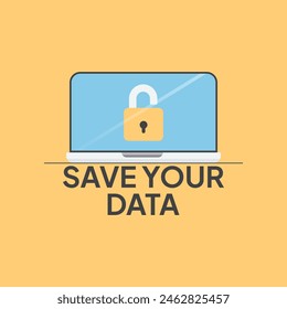 Protect your data in web, data protection, Vector illustration.for web banner, infographics, mobile website. Landing page template.protect your data from digital phishing and scam crimes.