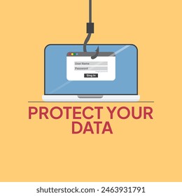 Protect your data in web, data protection, Vector illustration.for web banner, infographics, mobile website. Landing page template.protect your data from digital phishing and scam crimes.