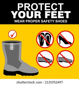 Protect Your Feet Wear Proper Safety Stock Vector (Royalty Free ...