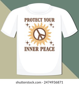 PROTECT YOUR INNER PEACE  BOHO CELESTIAL SUN T-SHIRT DESIGN,