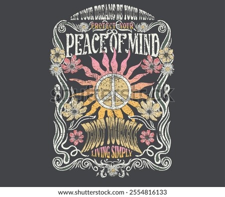 Protect your peace of mind. Let your dreams be your wings. Flower and sun artwork for t shirt print, poster, sticker, background and other uses. Spring flower. Self love club.