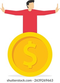 Protect your personal finances. Save money in an economic downturn. Manage income, expenses and taxes. financial belt. stock illustration

