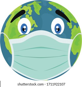 Protect your planet from the viruses. Planet with protective mask