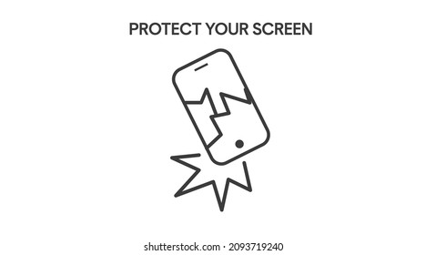 Schützen Sie Ihr Bildschirmsymbol. Smartphone-Breaking-Symbol. Vektorgrafik einzeln auf Flachgrafik