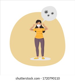 Protect your self from corona virus (Covid-19) disease concept, A woman wearing a medical mask.