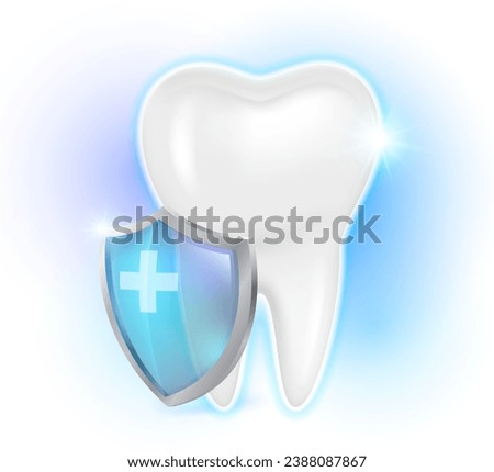 Protect your teeth to be strong, white, and clean with fluoride. For advertising toothpaste, mouthwash, dentistry. Realistic vector illustration.