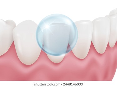 Protege tus dientes para que estén blancos y limpios. Fuerte con flúor y concepto de odontología. Archivo de Vector realista.