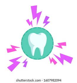 Protect your teeth. Dental clinic concept. Healthcare. Protective shell around strong white tooth. Medical vector illustration, flat design, cartoon style. Isolated on white background.