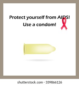 Protect yourself from AIDS.  Use a condom. Infographics. World AIDS Day. Red ribbon. Vector illustration.