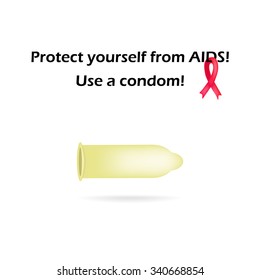 Protect yourself from AIDS.  Use a condom. Infographics. World AIDS Day. Red ribbon. Vector illustration.
