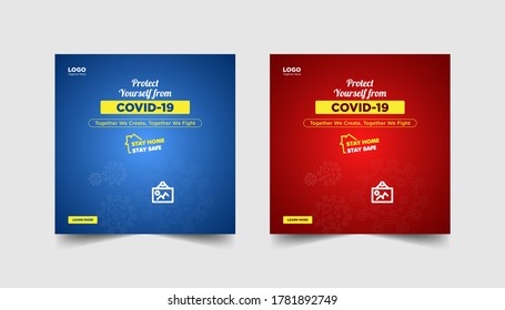 protect yourself from coronavirus(COVID-19) social media banner template