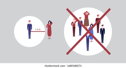 Protect Yourself, Keep Your Social Distance - Stay Away from Close Personal Contacts During the Global Pandemic to Avoid Infection - Corona Virus and Self Quarantine Design Concept
