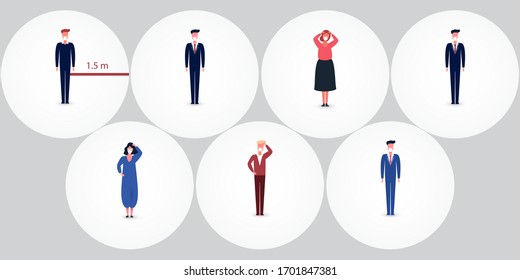 Protect Yourself, Keep Your Social Distance - Stay Away from Close Personal Contacts During the Global Pandemic to Avoid Infection - Corona Virus and Self Quarantine Design Concept