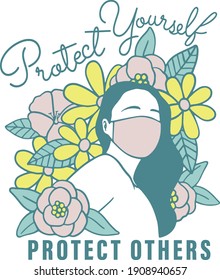 Protégete a ti mismo, protege a los demás afiches de flores