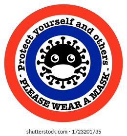 Protect yourself and others, please wear a mask. Vector illustration to protect against coronavirus (covid-19). Perfect for sticker printing, logo.
