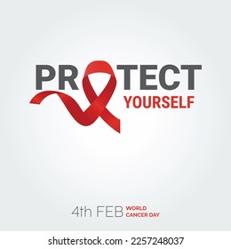 Protéjase con la tipografía de la cinta. 4.º Día Mundial contra el Cáncer