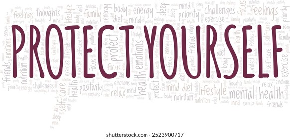Protect Yourself word cloud conceptual design isolated on white background.