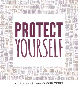 Protect Yourself word cloud conceptual design isolated on white background.